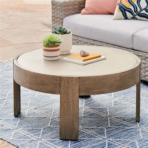 Portside Outdoor Round Concrete Coffee Table - Weathered Gray | West Elm