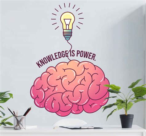 Knowledge is power brain inspirational quote stickers - TenStickers