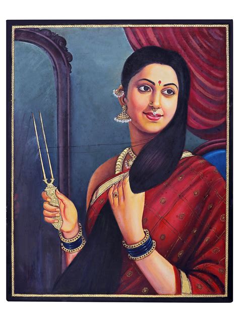 Raja Ravi Varma Paintings Lady With Lamp Original