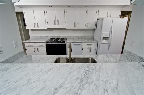 White Carrara Marble Kitchen - Traditional - Kitchen - dc metro - by Granite Grannies