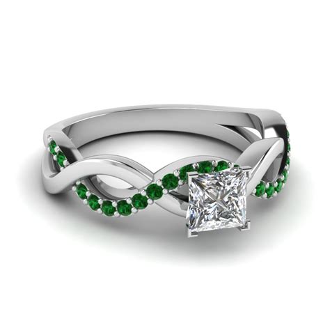 Emerald Infinity Diamond Promise Ring For Women In 14K White Gold | Fascinating Diamonds