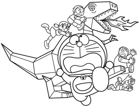 Doraemon and Dinosaur coloring page - Download, Print or Color Online for Free