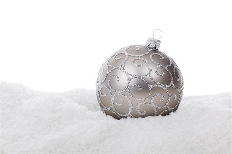 Silver Christmas Ball In Snow Free Stock Photo - Public Domain Pictures