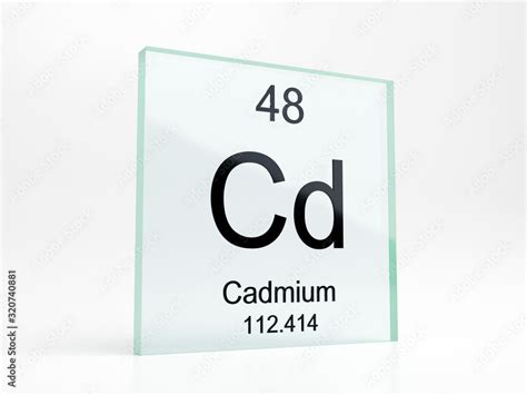 Cadmium element symbol from periodic table on glass icon - realistic 3D render Stock ...