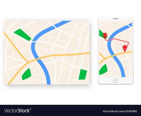 Mobile map navigator with streets and city Vector Image