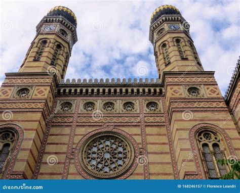 Facade and Towers of the Synagogue of Budapest in Hungary. Stock Image ...