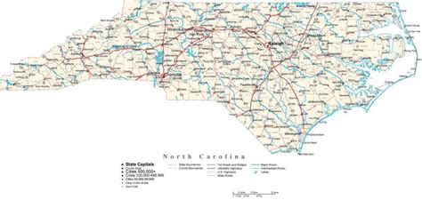 North Carolina State Map in Fit-Together Style to match other states