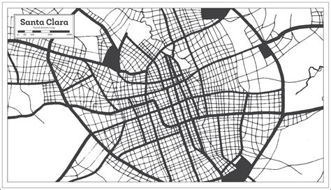 Santa Clara Cuba City Map in Black and White Color in Retro Style ...