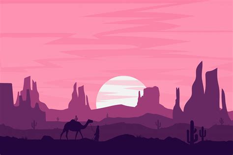 Flat Landscape Beautiful Deserts Nature Graphic by 5amil.studio55 ...