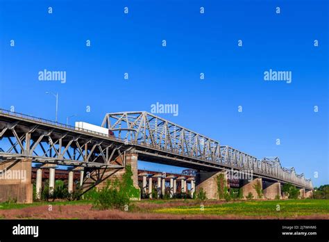 The Memphis Arkansas Memorial Bridge on Interstate 55 crossing the ...