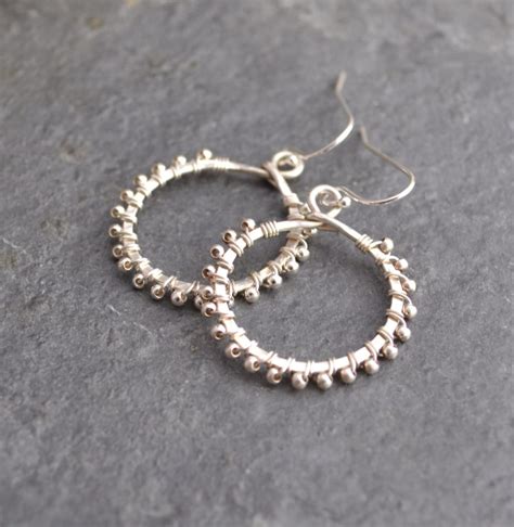 Sterling Silver Wire-Wrapped Hoop Earrings, small