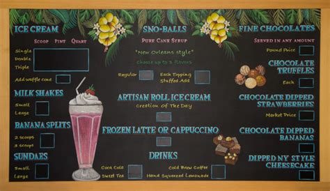 Chalkboard menu for Ice Cream Store - Chalk It Up Signs