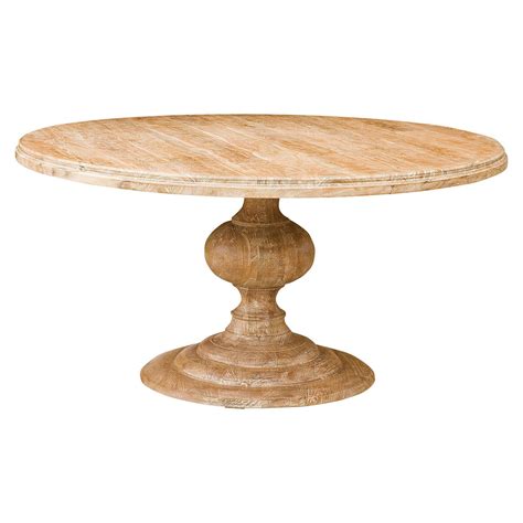 60" Round Pedestal Dining Table in Whitewash | Wood Round Dining Table | Zin Home