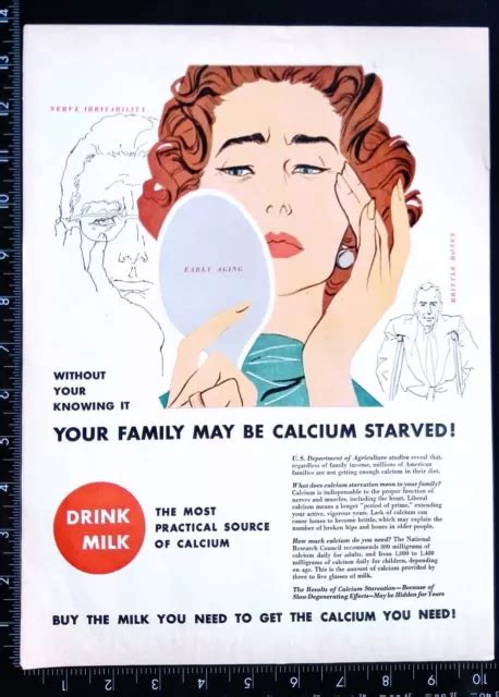 1959 DRINK MILK Original Ad Health Benefits Calcium Bones Skin Nerves ...