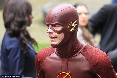 Grant Gustin films scenes for The Flash in rainy Vancouver | Daily Mail Online