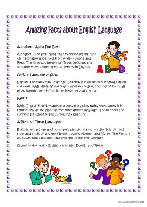 Amazing facts about English language: English ESL worksheets pdf & doc