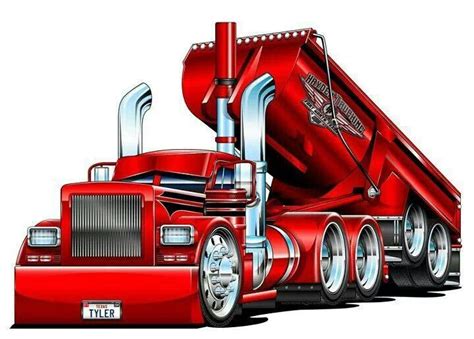 Semi Big Rig Kenworth Dump Truck Cartoon Mens T Shirt 9183 Hauler Ebay ...