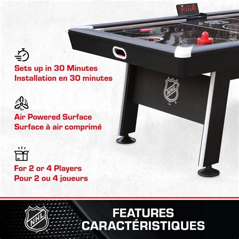 NHL Attacker Hover Air Hockey Game Table w/ Electronic Scoreboard, Pucks & Pushers, 84-in ...