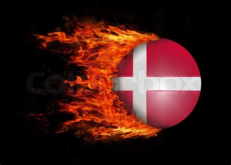 Flag with a trail of fire - Denmark | Stock image | Colourbox