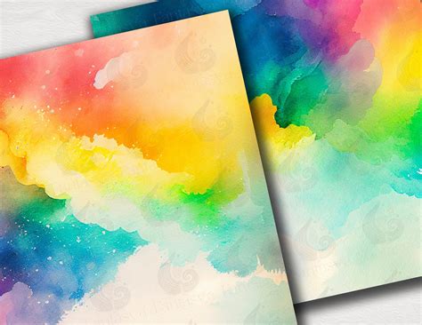 Rainbow Digital Paper Watercolor Texture Commercial Use - Etsy