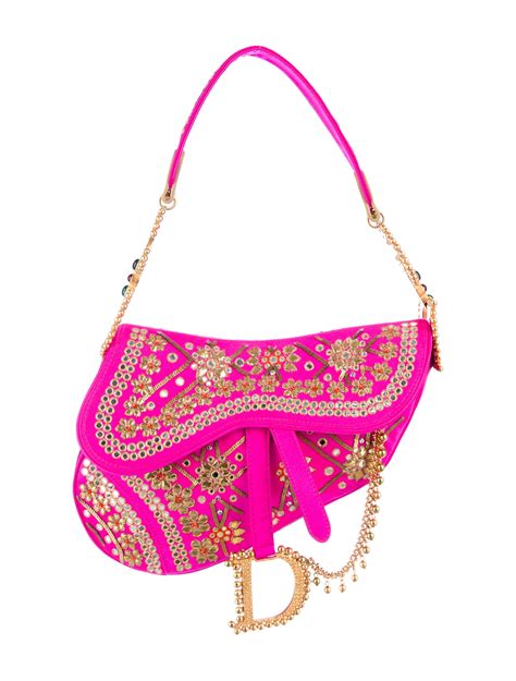 Christian Dior Anniversary India Sari Saddle Bag - Pink Shoulder Bags ...