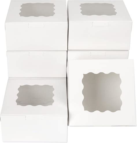 Amazon.com: Moretoes White Bakery Boxes 6x6x3 Inches 20pcs with Window ...