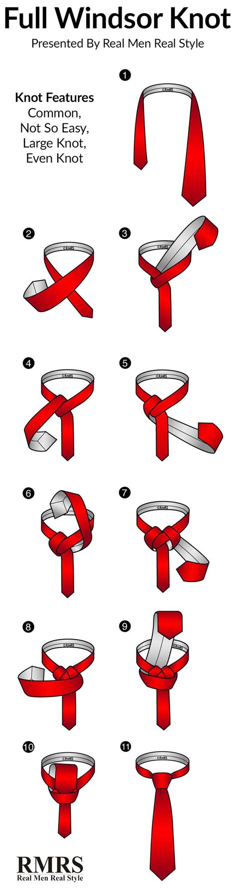 How To Tie A Full Windsor Knot Infographic | Tie knots, Full windsor ...