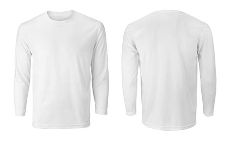 Mens Long Sleeve White Tshirt With Front And Back Views Isolated On White Stock Photo - Download ...