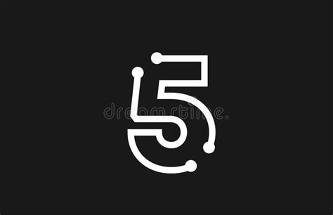 5 Number Black and White Logo Design with Line and Dots Stock Vector - Illustration of icon ...