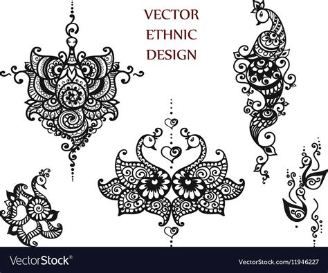 Tattoo henna mandala set Royalty Free Vector Image