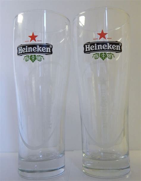 2 HEINEKEN Beer Pilsner Glasses Etched Pint Promotional Glasses Pub Bar Ware | Pilsner glass ...