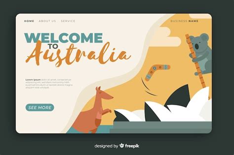 Plantilla de landing page de bienvenido a australia | Vector Premium