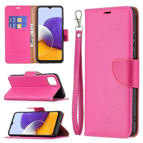 Cell Phone Cases for Samsung Galaxy A22 5G Litchi Texture Pure Color Horizontal Flip Leather ...