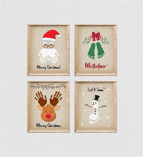 Christmas Handprint Footprint Art Craft Set of 4 Christmas - Etsy Handprint Christmas Tree ...