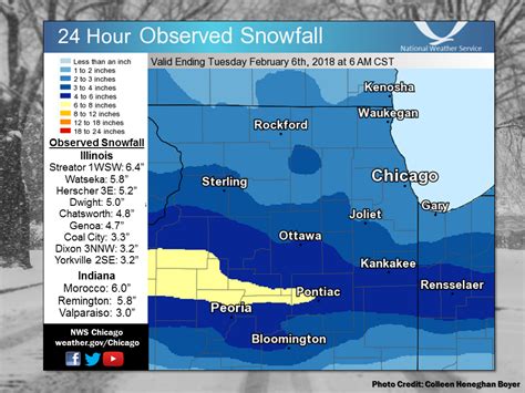 24 Hour Snowfall Ending at 7 am Tuesday, February 6, 2018