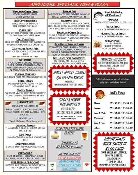 The Varsity Club Menu | Oshkosh, WI