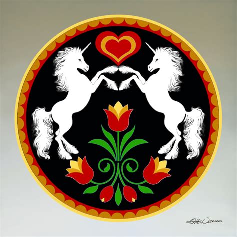 Pennsylvania Dutch Unicorn Hex Design Folk Art