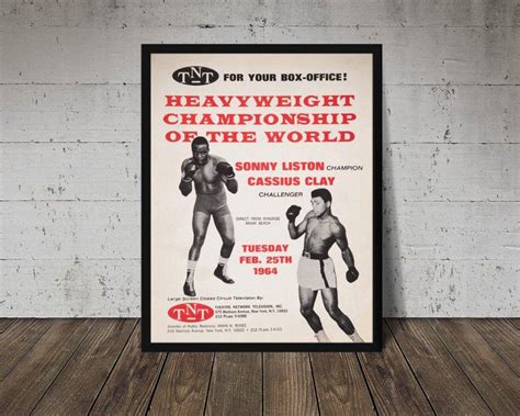 1964 Muhammad Ali Vs. Sonny Liston Fight Poster - Cassius Clay Print ...