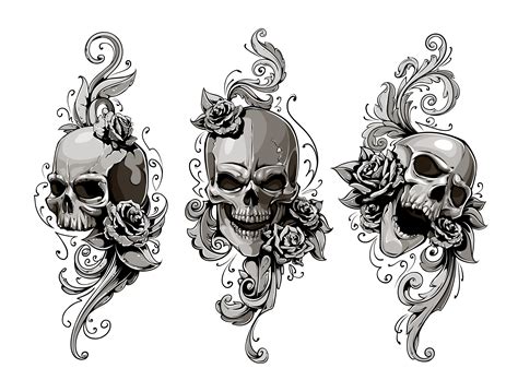 Skulls with floral patterns 284323 Vector Art at Vecteezy