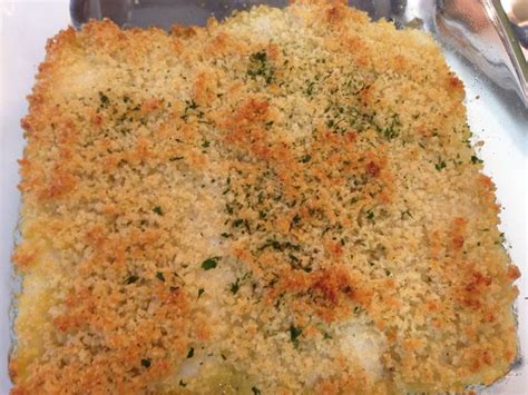 Baked flounder with parmesan cheese, panko bread crumbs, melted butter, thyme, salt pepper. Bake ...