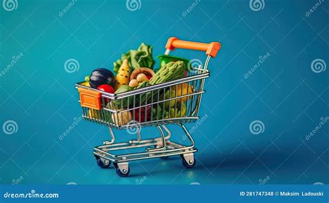 Vegetables in a Miniature Grocery Cart. Generative AI Stock ...