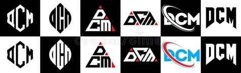 DCM Letter Logo Design in Six Style. DCM Polygon, Circle, Triangle, Hexagon, Flat and Simple ...