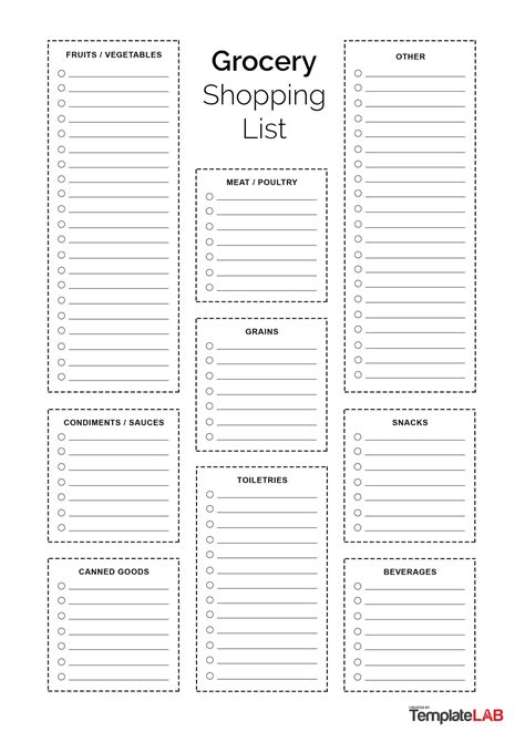 10 Top Collection Free Printable Grocery List Detailed