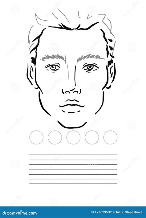 Man Face Chart Makeup Artist Blank. Template. Vector Illustration | CartoonDealer.com #129629532