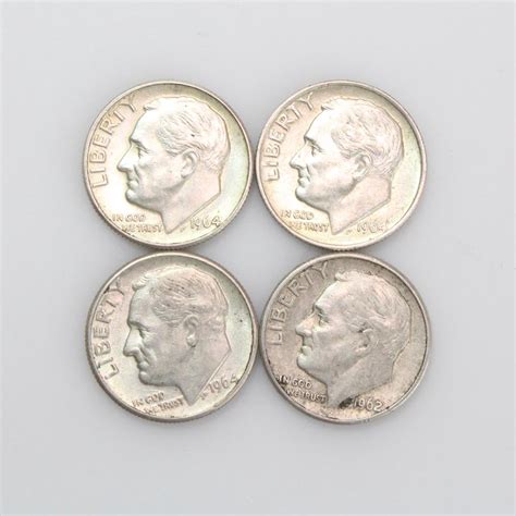 Silver Roosevelt Dimes, 4 Pieces | Property Room