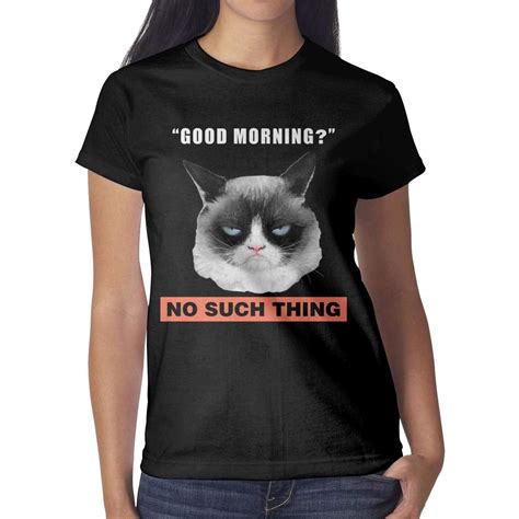 T Shirt Grumpy Cat No Such Thing Short Sleeve Crewneck Tops Casual Tee ...