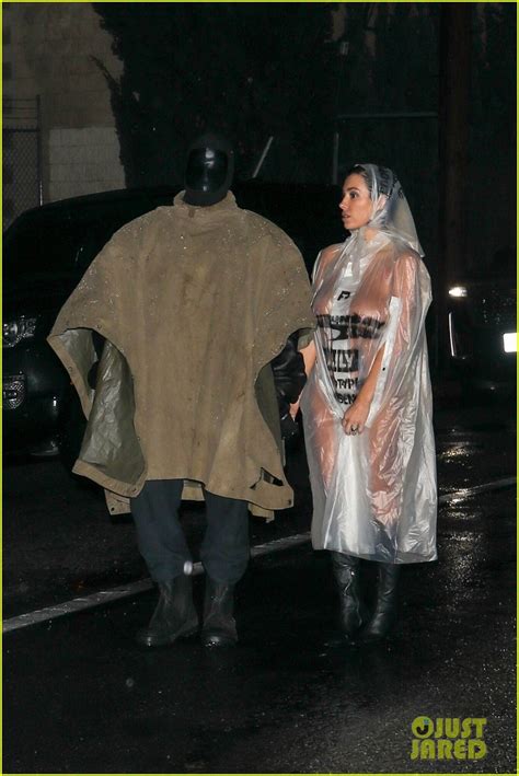 Kanye West's Wife Bianca Censori Braves the Rain in See-Through Poncho ...