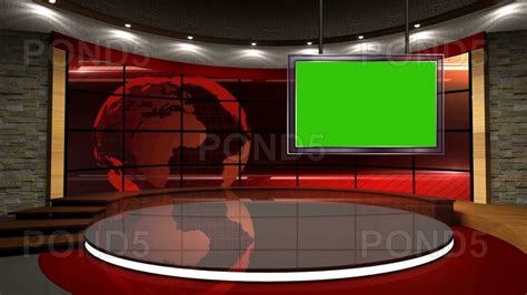 News TV Studio Set 07 - Virtual Green Screen Background Loop | Green ...