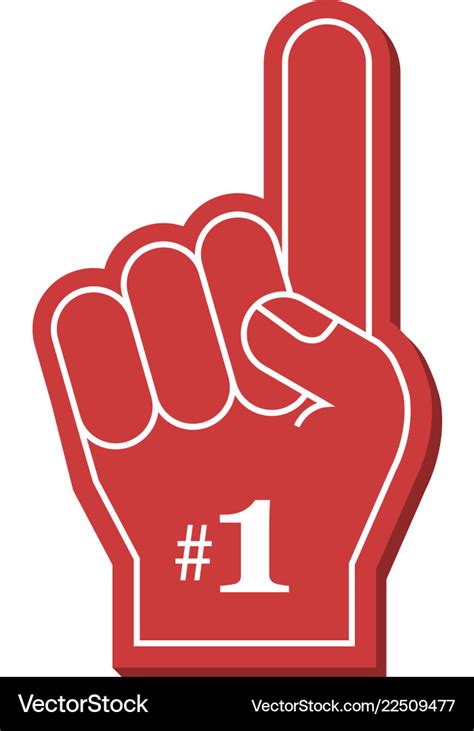 Number 1 fan red foam finger Royalty Free Vector Image