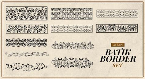 Premium Vector | Batik Border Vector Set